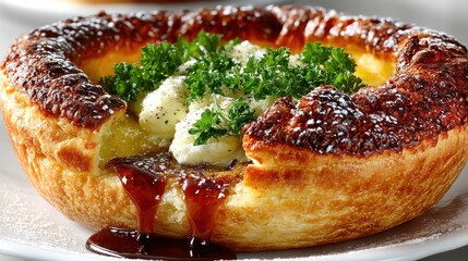 a Yorkshire Pudding, isolated on white background,stock image