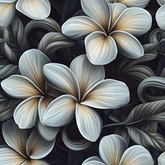 Fototapeta premium Elegant Plumeria Flowers Dark Floral Design