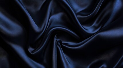 Obraz premium Close up view of dark blue fabric with subtle texture and folds. The fabric shows a luxurious sheen and drapes elegantly. The image features soft lighting and high contrast