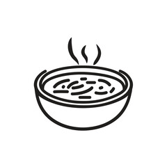 Steaming Hot Soup Bowl Icon Vector, Minimalist Line Art on Transparent Background