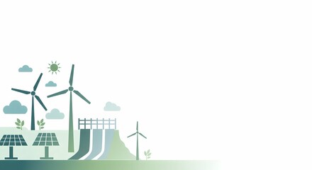 Obraz premium Sustainable Energy Sources Wind, Solar, Hydropower for a Green Future