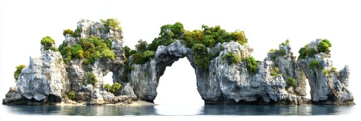 Lush Island Rocks with Arch