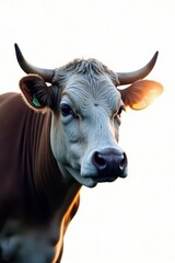 Naklejka premium Close-up of cow silhouette in white background, rural scenery, agricultural