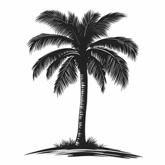 Tropical Vibes: Black Silhouette Palm Tree Illustration for Coastal Scenery and Beach Scene Decor