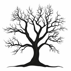 Fototapeta premium Black Silhouette of a Leafless Tree: Eco-Friendly Graphic Design & Artistic Expression