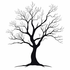 Obraz premium Minimalistic Nature Illustration: Leafless Tree Silhouette Art for Elegant Landscapes