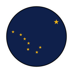 Flag of Alaska state. Black edge. Alaska state circle flag logo icon computer vector illustration design.