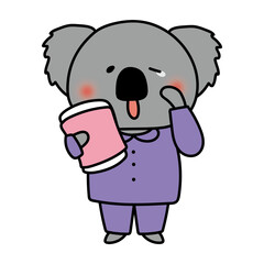パジャマを着た眠そうなコアラ