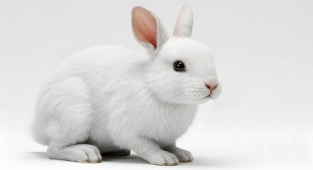 white rabbit on white background