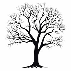 Leafless Tree Silhouette Illustration: Minimalist Nature Design for Seasonal Woodland Decor