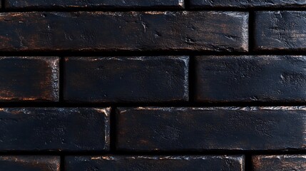 Rustic black brick wall with textured surface for industrial design backdrop
