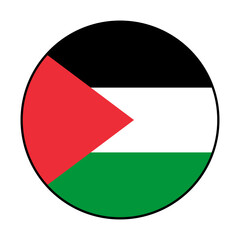 Fototapeta premium Flag of Palestine. Black loop edge. Palestine circle flag logo icon computer vector illustration design.