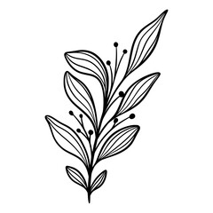 Cute line art leaf icon illustration