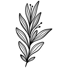 Cute line art leaf icon illustration