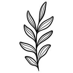 Cute line art leaf icon illustration