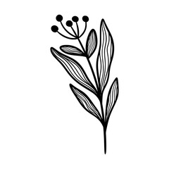 Cute line art leaf icon illustration