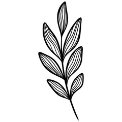 Cute line art leaf icon illustration