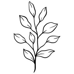 Cute line art leaf icon illustration