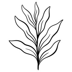Cute line art leaf icon illustration