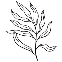 Cute line art leaf icon illustration