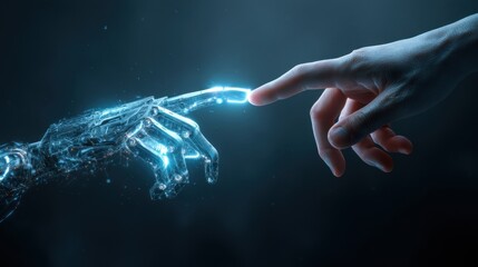 Artificial intelligence meets humanity a futuristic encounter in digital art virtual realm close-up technology concept