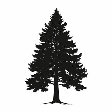 Silhouette of Evergreen Forest: Tranquil Iconic Nature in Rural Landscape