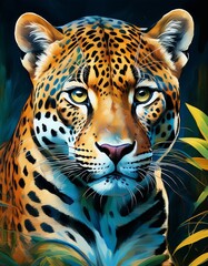 Fototapeta premium Ölgemälde Jaguar