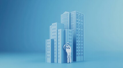 Obraz premium Key unlocking potential in a cityscape background