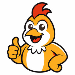 Thumbs Up Cartoon Chicken Mascot Logo Fun and Friendly Farm Animal Branding Design