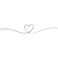 One long line simple heart shape vector