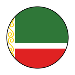 Flag of Chechnya. Black loop edge. Chechnya circle flag logo icon computer vector illustration design.