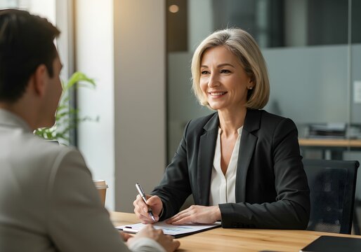 Confident Businesswoman Conducting a Job Interview, Discussing Career Opportunities