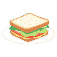 Sandwich illustration simple lunch vector