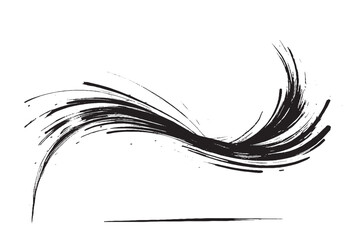 Abstract Black Ink Brushstroke Wave Pattern on White Background