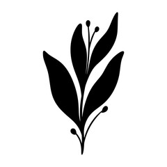 Cute black leaf icon illustration