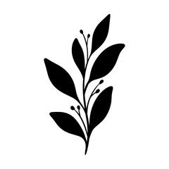 Cute black leaf icon illustration