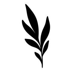 Cute black leaf icon illustration
