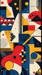 Colorful Abstract Design with Geometric Shapes and Bold Patterns