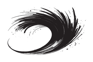 Black Swirl Abstract  Brushstroke on white Background