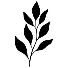 Cute black leaf icon illustration