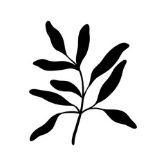 Cute black leaf icon illustration