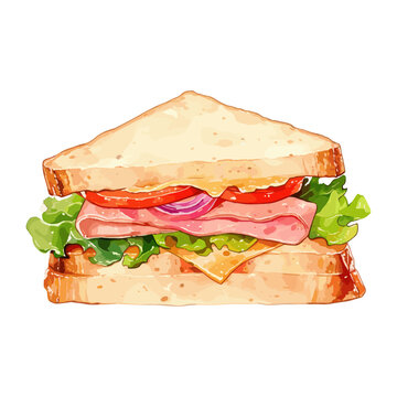 recommend clip art: Ham cheese Sandwich sandwich illustration watercolor vector