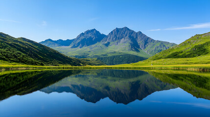 Obraz premium Serene Mountain Lake Reflection