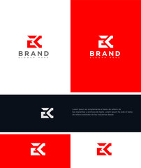 Modern Red and White EK Logo Brand Identity Design