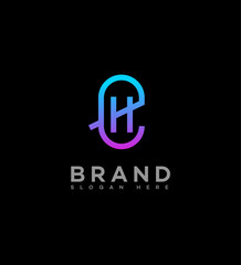 Modern EH, HE Monogram Logo Design Brand Identity
