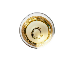 White wine glass top view transparent background