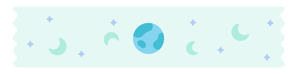 Earth and Moons Washi Tape – Pastel Mint