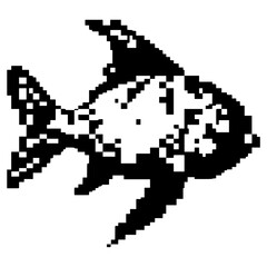 Fototapeta premium Fish pixel black white vector