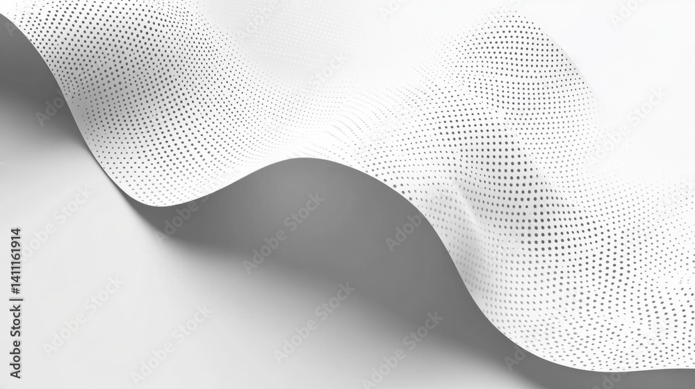 Poster a white fabric with a wave pattern. the wave pattern is made up of small dots