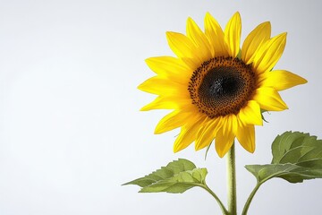 Obraz premium Vibrant sunflower in bright light against a plain background.